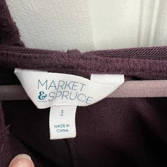 Market & Spruce Kallon Brushed Knit Hoodie Purple Pullover - Small - Picture 5 of 9